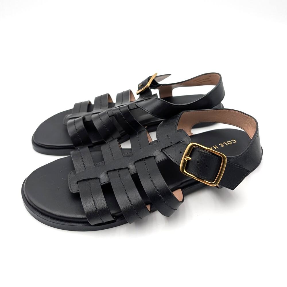 Cole Haan Flynn Fisherman Sandals Open Toe Women's Black Size US7B EU37.5